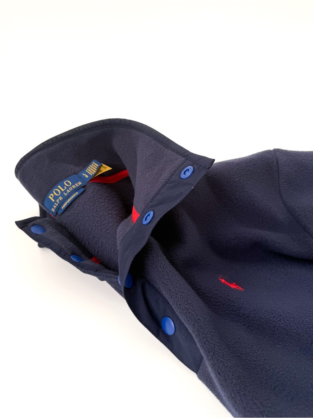 New Polo Ralph Lauren Fleece Pullover Quarter Button Up Navy Mens L - Picture 10 of 12